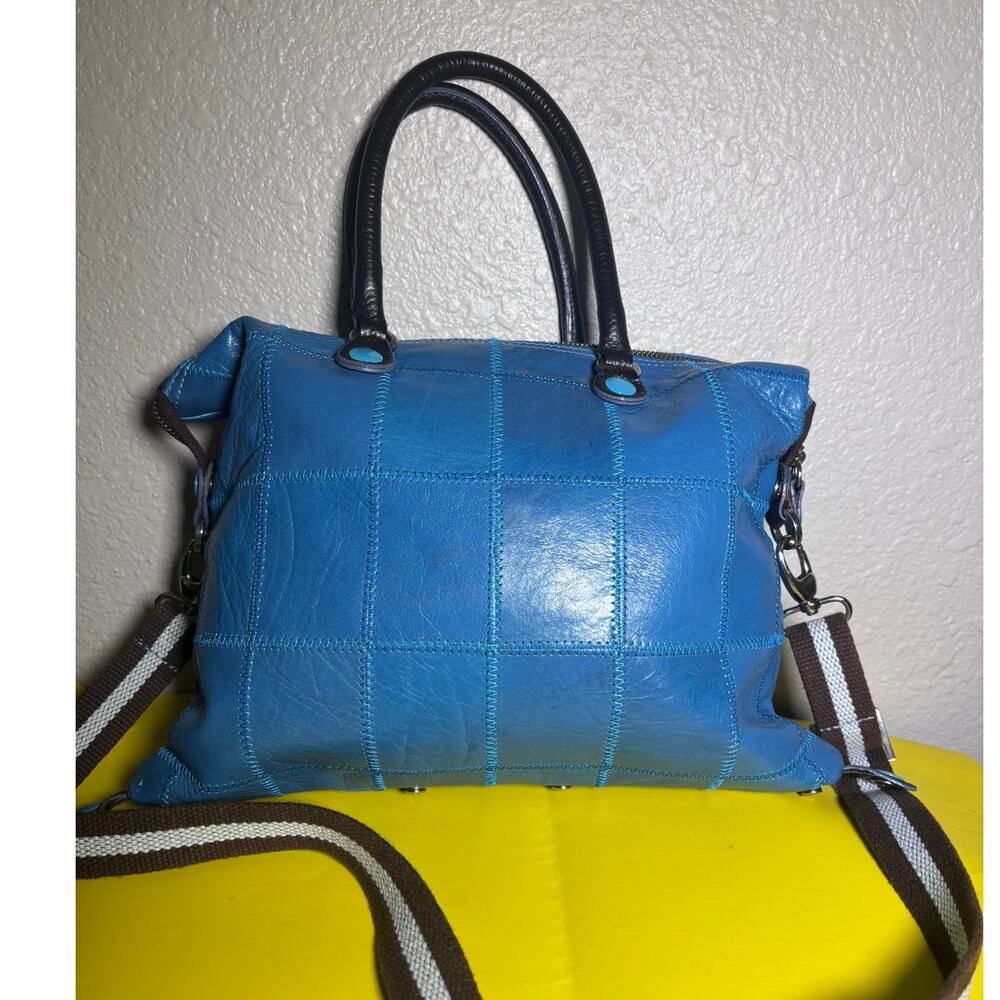 GABS made ITALY CONVERTIBLE G3 Large TEAL LEATHER TOTE Shoulder Bag